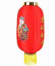 精品人物金童玉女冬瓜灯笼绸布长型折叠防水中式大红钢丝春节装饰