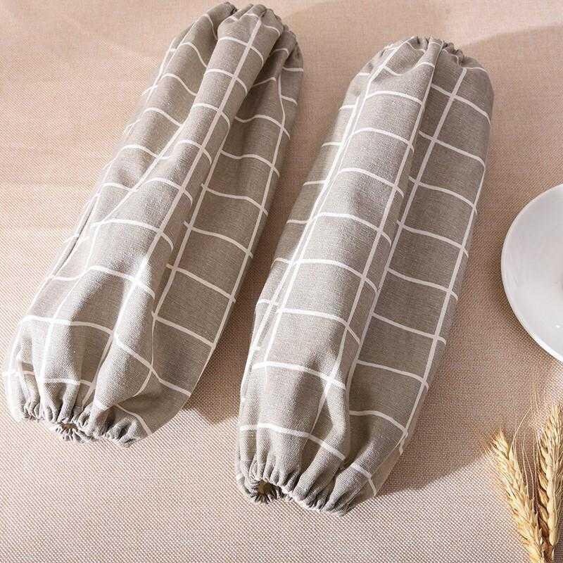 Simple men and women plus long cotton and linen working kitchen sleeve Han edition autumn and winter anti-dirty sleeve cartoon sleeve hand thumbnail