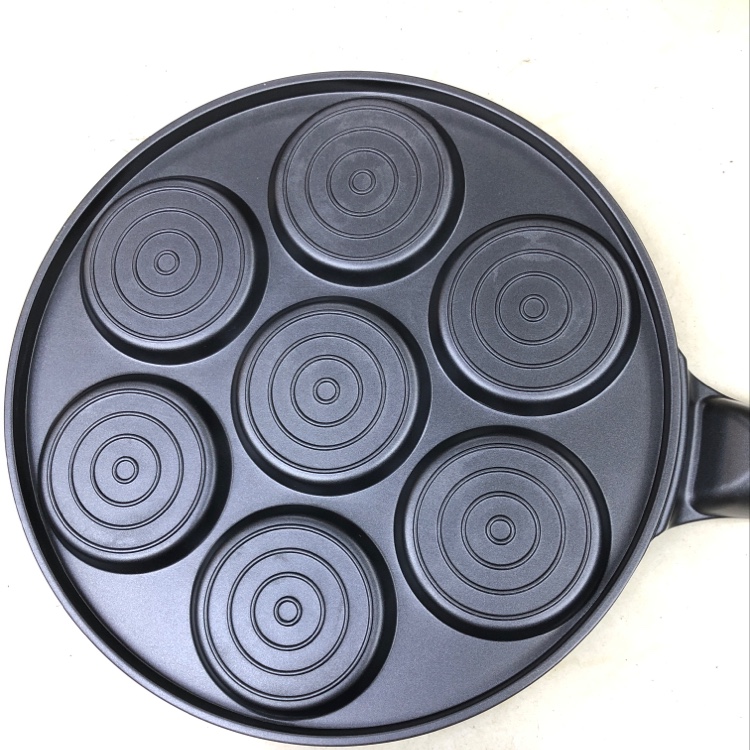 Seven-hole smiling face cake plate, egg pan, breakfast frying plate, tourmaline non-stick pan cookware Specification image