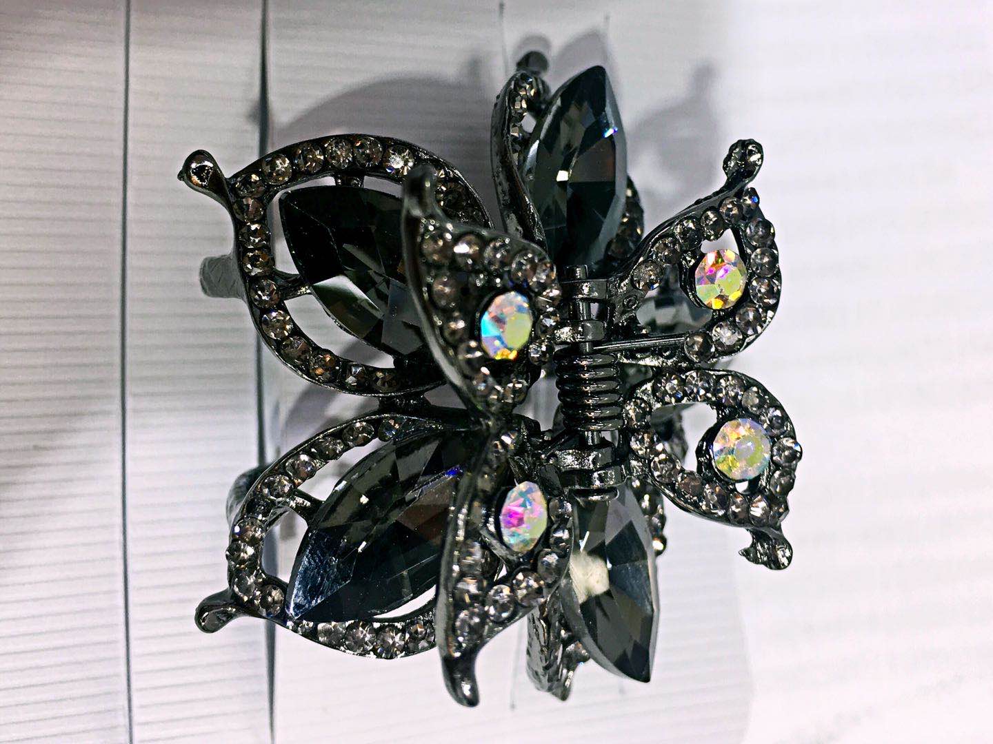 Alloy Korean Version Full Diamond Glass Lady Children Butterfly Claw Clip Black