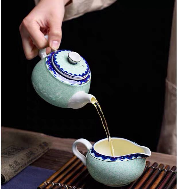 琨琨陶瓷 陶瓷茶具南金金边青花瓷茶具大套 家用客厅功夫茶具茶杯茶洗简约满彩泡茶壶盖碗 134详情7