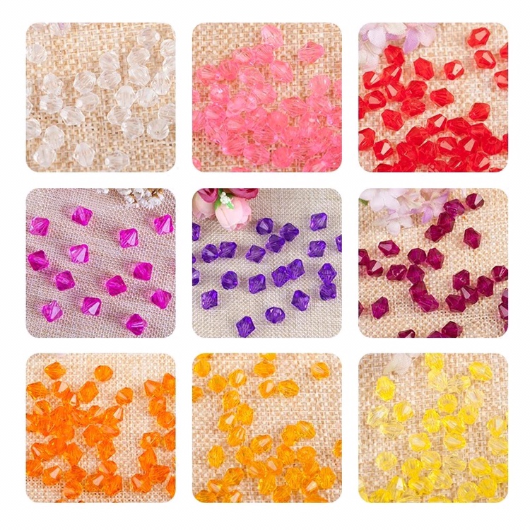 6mm crystal imitation beaded transparent rhombic pointed beads acrylic loose beads diy handcrafted bead curtain partition door curtain bracelet details Picture