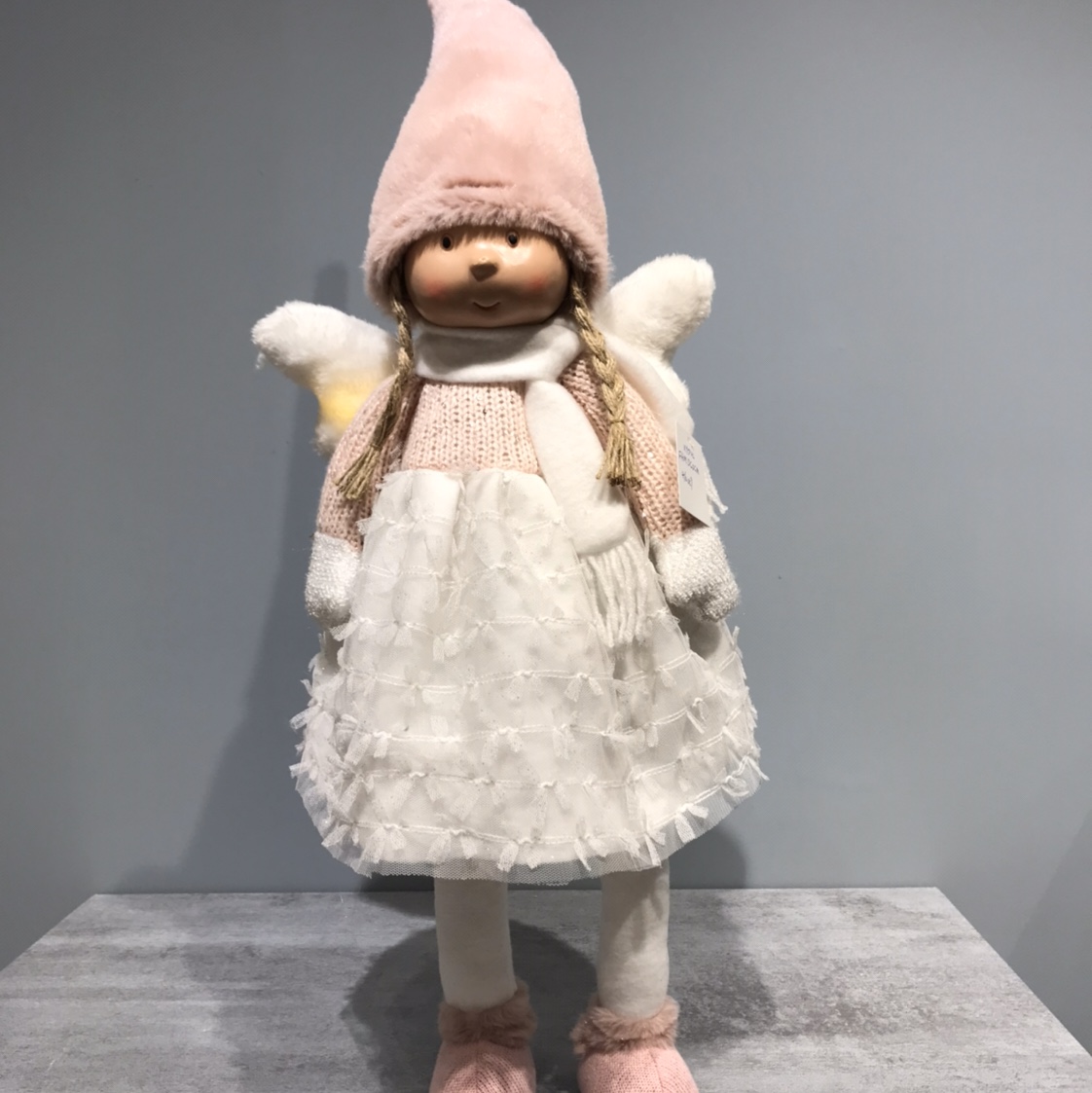 圣诞金典款翅膀天使，围巾带灯，粉色