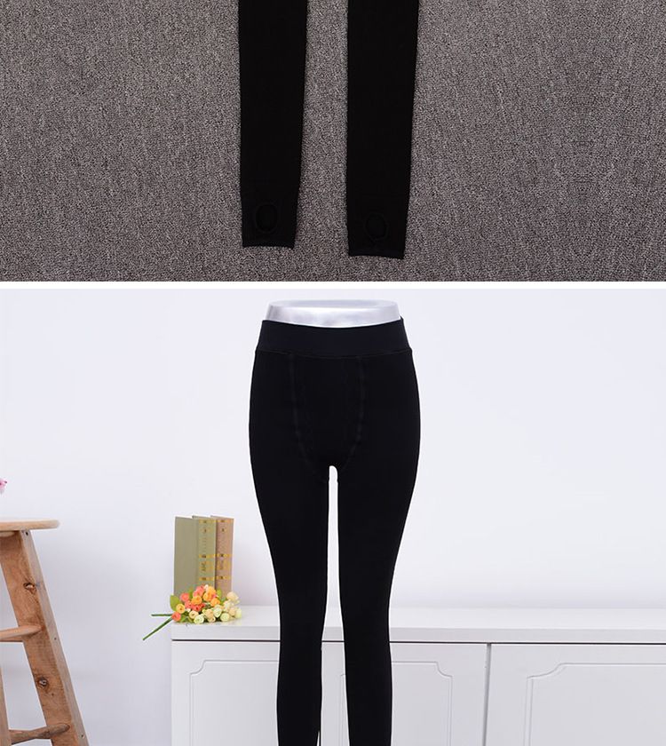 厂家直销 冬季分层加绒加厚打底裤 双面档锦纶踩脚弹力保暖裤批发详情图6