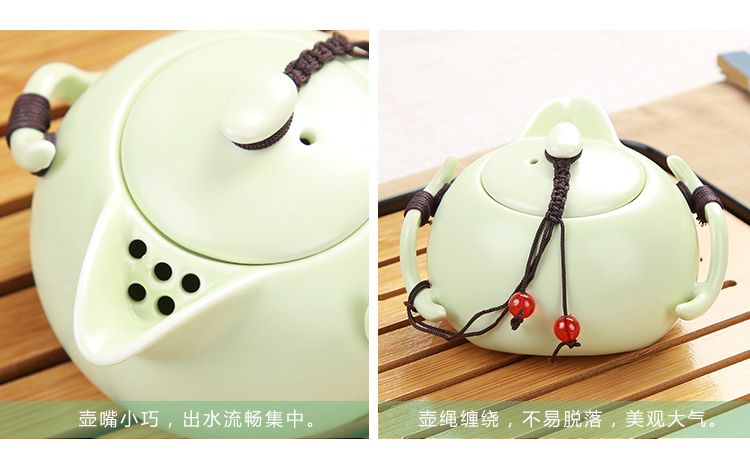 Kun Kun Ceramics Factory Direct Sales of Ding Kiln Travel Kung Fu Tea sets, travel set, one pot, four cups, portable bag with tea canister, customized logo 115 pic 8
