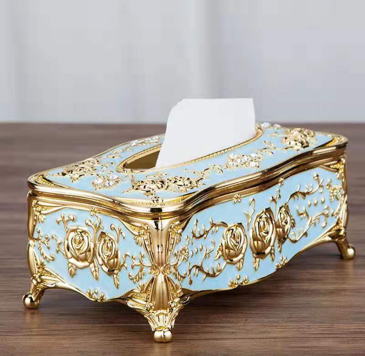 纸巾盒金浅蓝