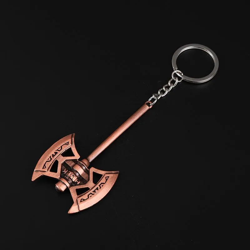 New best-selling film and television peripheral double-headed axe zinc alloy keychain, Marvel Avengers keychain pendant detail image 7