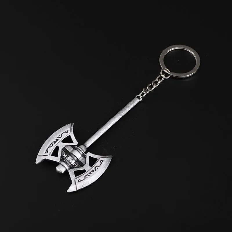 New best-selling film and television peripheral double-headed axe zinc alloy keychain, Marvel Avengers keychain pendant detail image 5