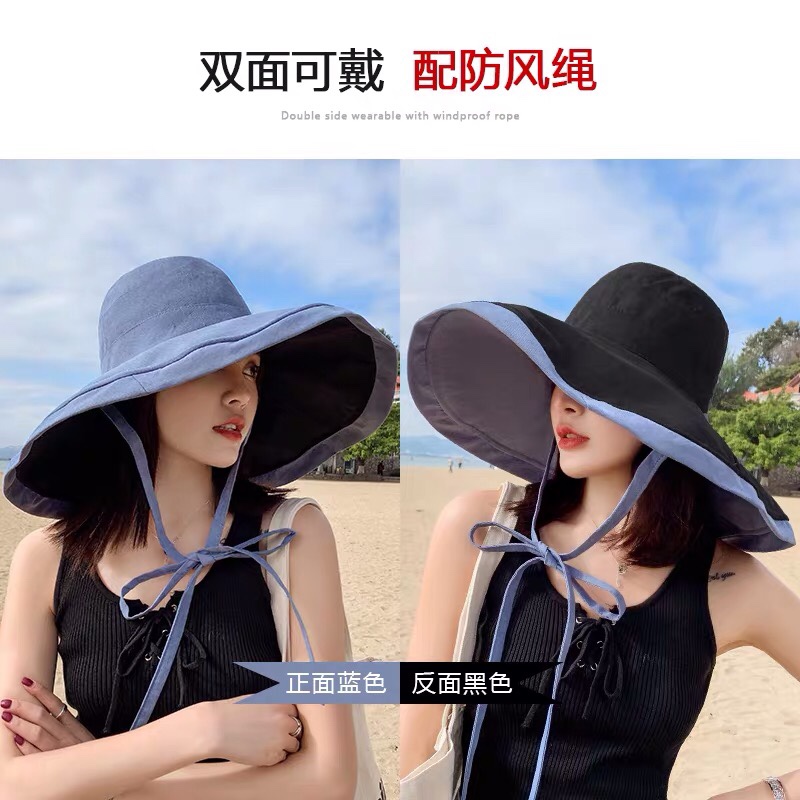 遮阳帽女夏季韩版百搭防晒帽防紫外线大檐网红太阳帽日系潮渔夫帽详情图7