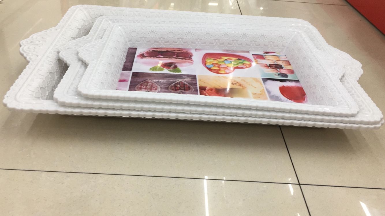 白色塑料托盘长方形咖啡盘家用客厅商用托盘果盘36*23.5CM产品图