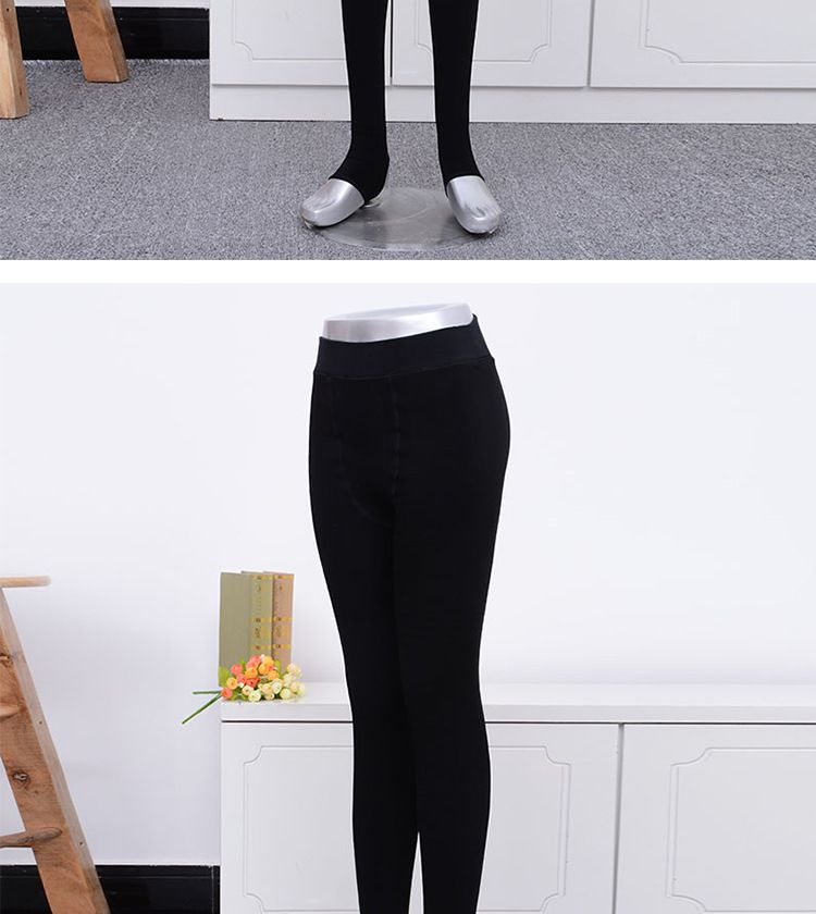 厂家直销 冬季分层加绒加厚打底裤 双面档锦纶踩脚弹力保暖裤批发详情图7