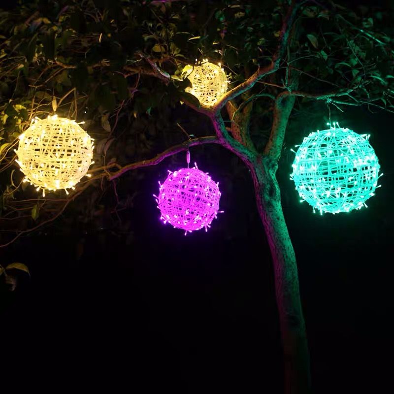 藤球户外挂树LED圆球20cm发光装饰防水景观草坪节日公园