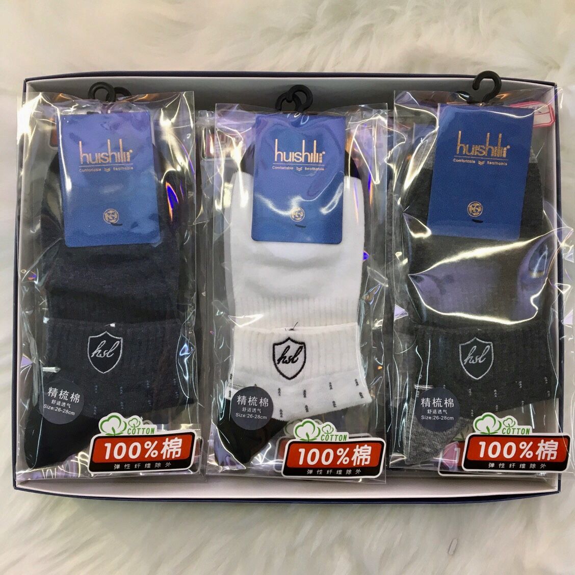 100% cotton men's low-rise sports socks, basketball socks, individual packaging, box-packed men's socks, factory direct sales, pure cotton men's socks Item Picture