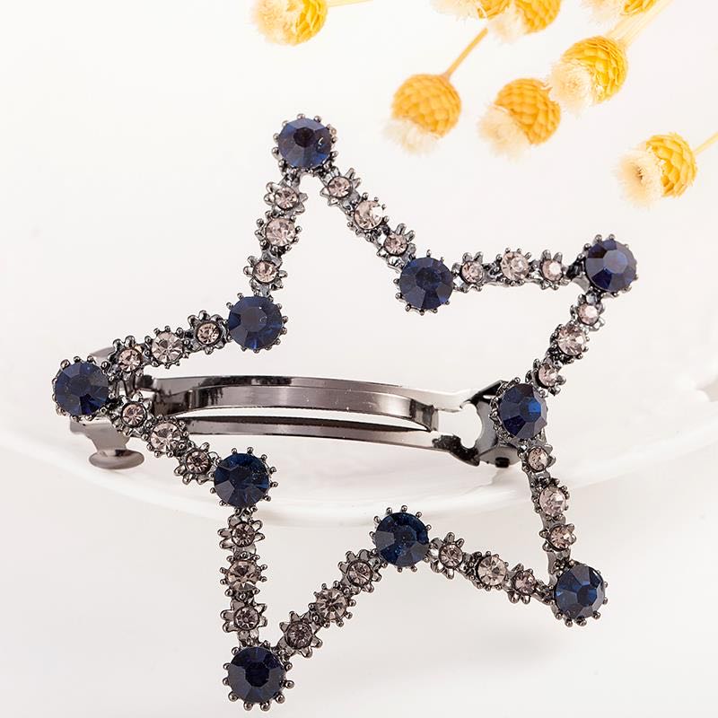 Air Korea Trend Fashion Lady Children Hollow Hairpin Five Star Deep Sea Blue