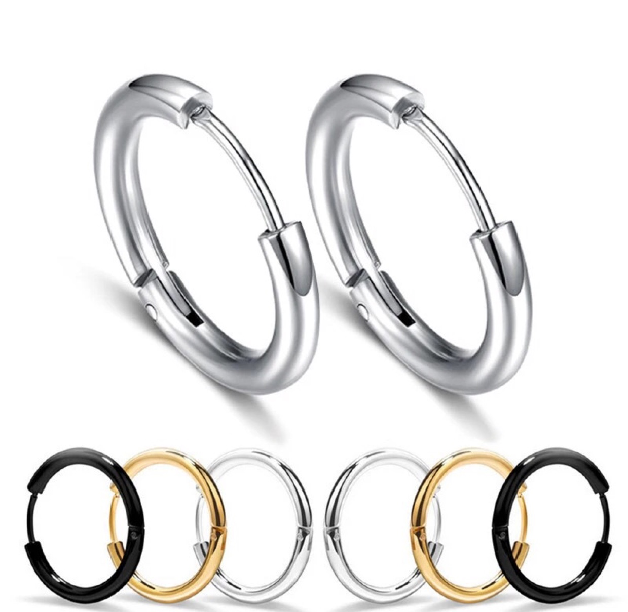 Alloy retro titanium steel ear rings 2.0 '2.5 days, Korean trendy black ear rings, steel ear rings, gold ear ring earrings details Picture