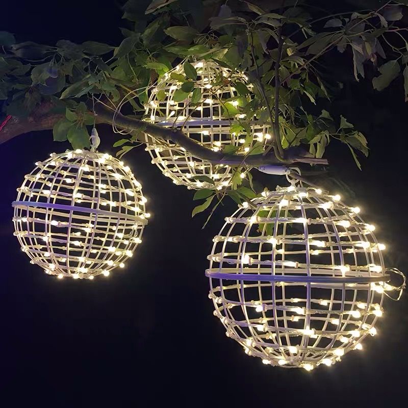 藤球户外挂树LED圆球40cm发光装饰防水景观草坪节日公园详情图3