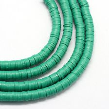 6*1mm绿色软陶片饰品配件隔片项链手链配件珠子，长45cm