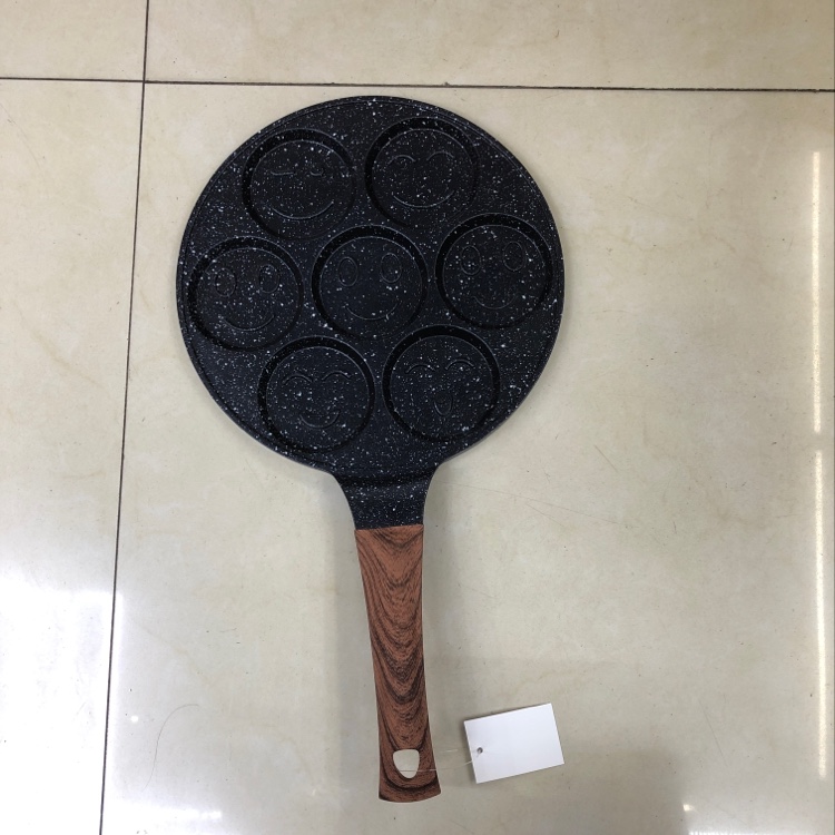 Seven-hole smiling face cake plate, egg pan, breakfast frying plate, tourmaline non-stick pan cookware