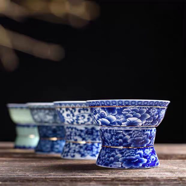 琨琨陶瓷 陶瓷茶具南金金边青花瓷茶具大套 家用客厅功夫茶具茶杯茶洗简约满彩泡茶壶盖碗 134详情4