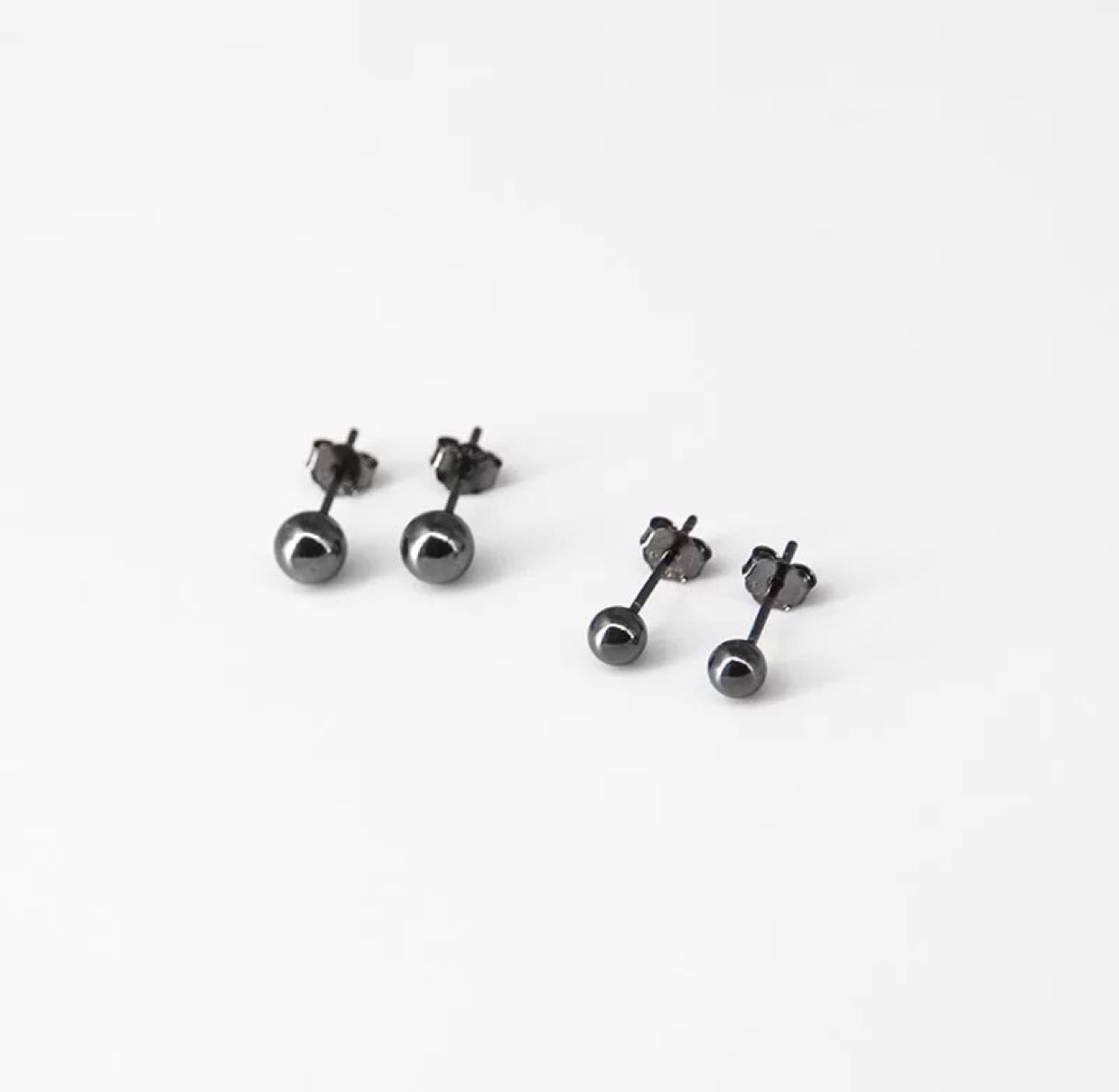 Tidal round beads titanium steel earrings gold beads, black beads, steel beads, rose gold beads earrings thumbnail