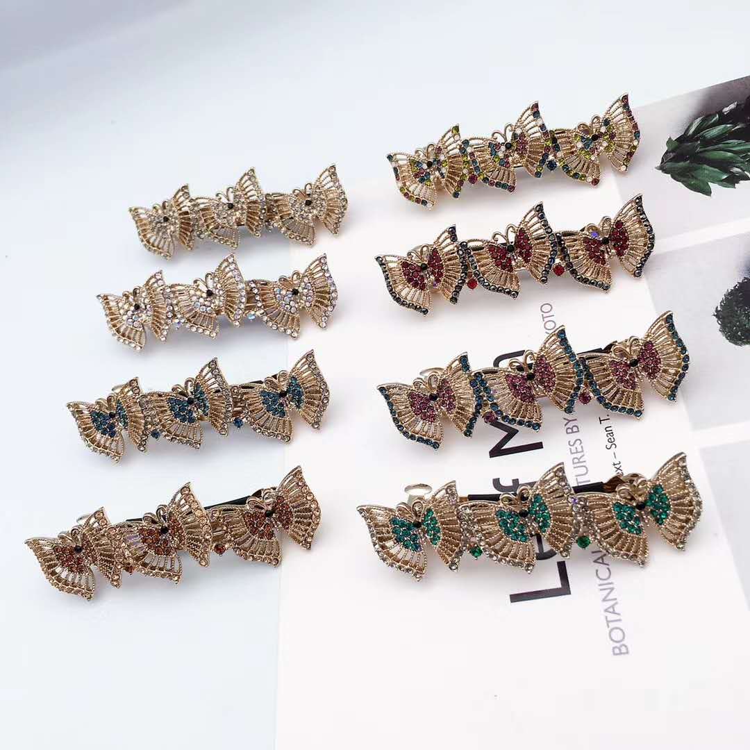 Hairpin side clip, teenage girl Internet celebrity Instagram frog buckle, Korean version Instagram straight clip, alloy diamond-encrusted leather band hair band, bangs clip, fashionable and cute broken hair clip, long clip, hair clip headwear, Fan Si accessories Specification image