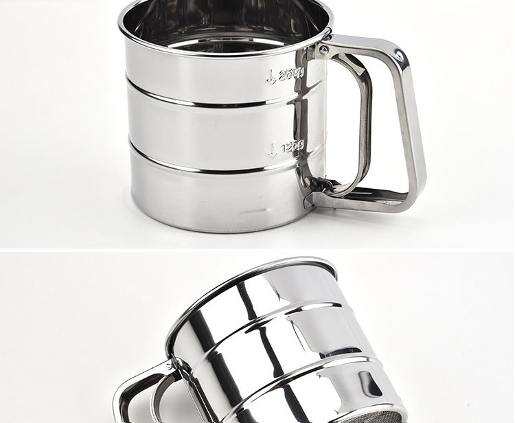Factory direct sales of small-sized rice noodle sieves, stainless steel flour sieves, single-layer pointed-bottom flour and cup-type flour sieves detail image 6