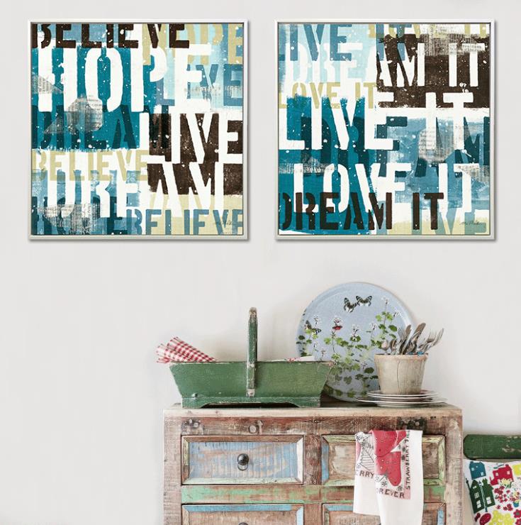 Shengshi American country English letter decorative paintings, living room and dining room modern framed paintings, bedroom sofa background wall paintings undefined