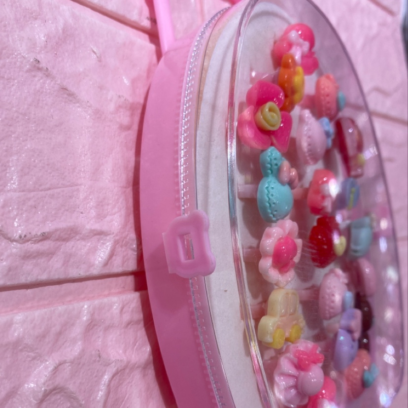 Children's cartoon cute hand-pulled cart ring solid color style mixed color warm Specification image