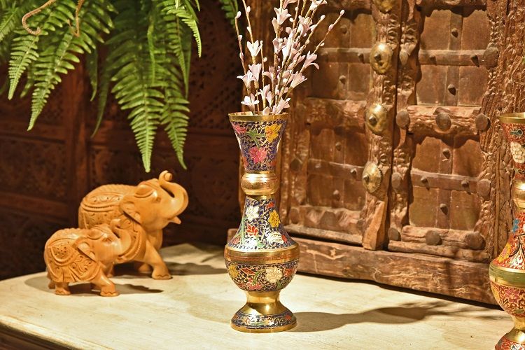 手工彩绘铜花瓶I款装饰器皿金属花瓶摆件插花产品图