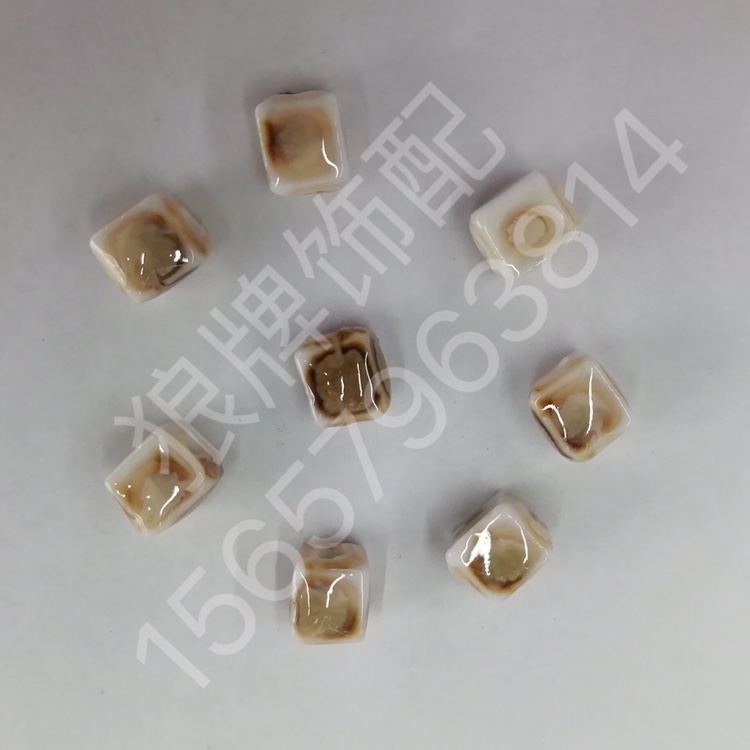8×8mm陶瓷珠方珠高温花釉手链项链串珠隔珠可议价陶瓷散珠手链项链耳坠挂件DIY