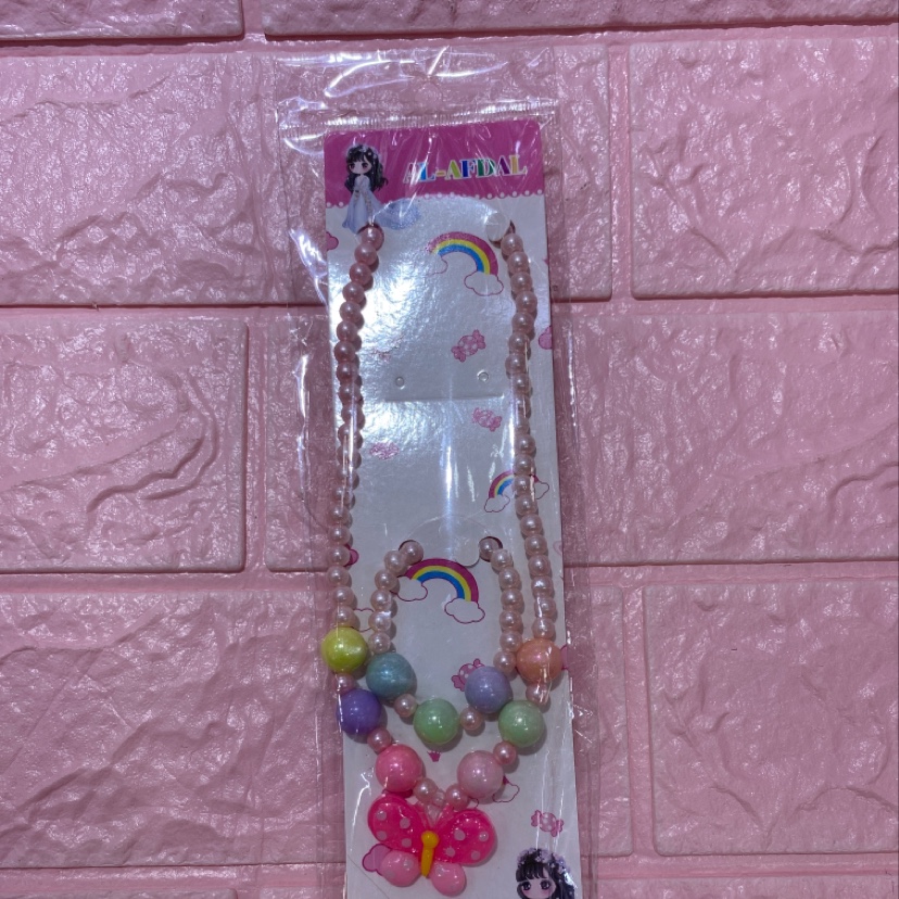 Children's Pearl necklace AB bead necklace bracelet set details Picture