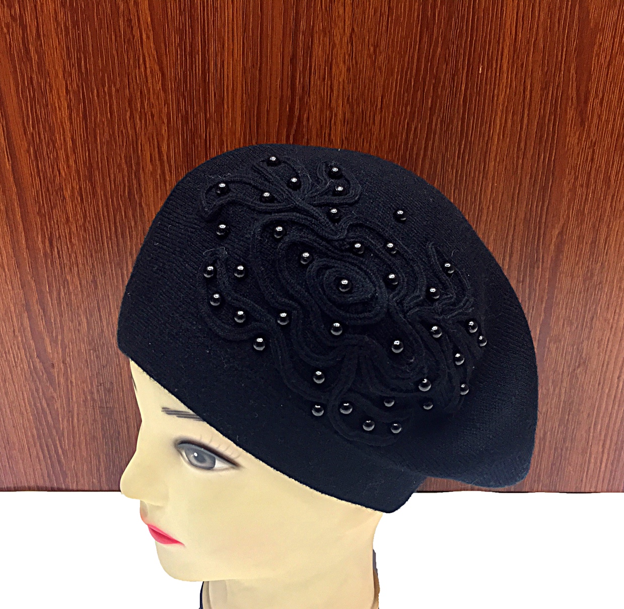Cashmere knitted handmade pearl oyster hats, one-piece hats for men, grandmothers and grandfathers, wool hats, fashionable Item Picture