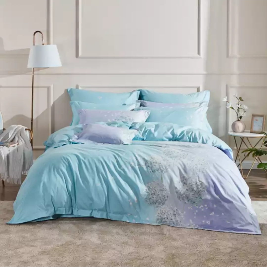 Washed Cotton Four-Piece Set Pure Cotton Japanese Solid Color Simple Hotel Bedding Pure Cotton Quilt Cover Bed Sheet Pillowcase D Orange