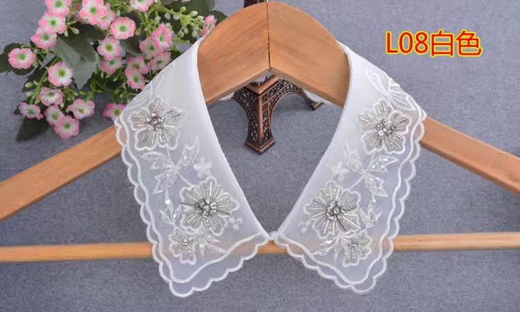 Studded rhinestone false collar Transparent organza false collar Women's lace embellished single collar accessory neck ring thumbnail
