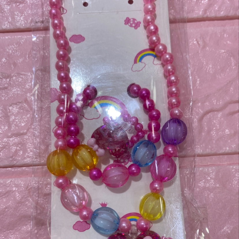 Pearl necklace for children Pearl necklace in Pearl necklace bracelet ring three-piece set Specification drawing