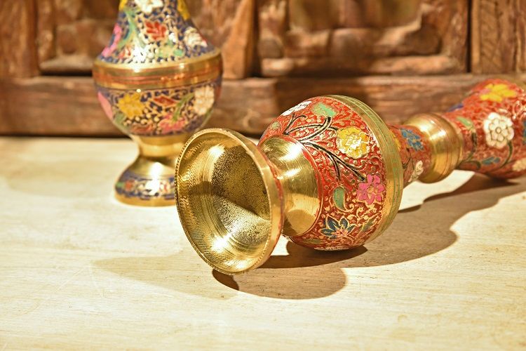 手工彩绘铜花瓶I款装饰器皿金属花瓶摆件插花详情图2