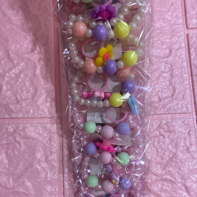 Children's long strip bracelet, AB bead bracelet and ring set, 10 long strips in each package, 10 pieces warm Item Picture