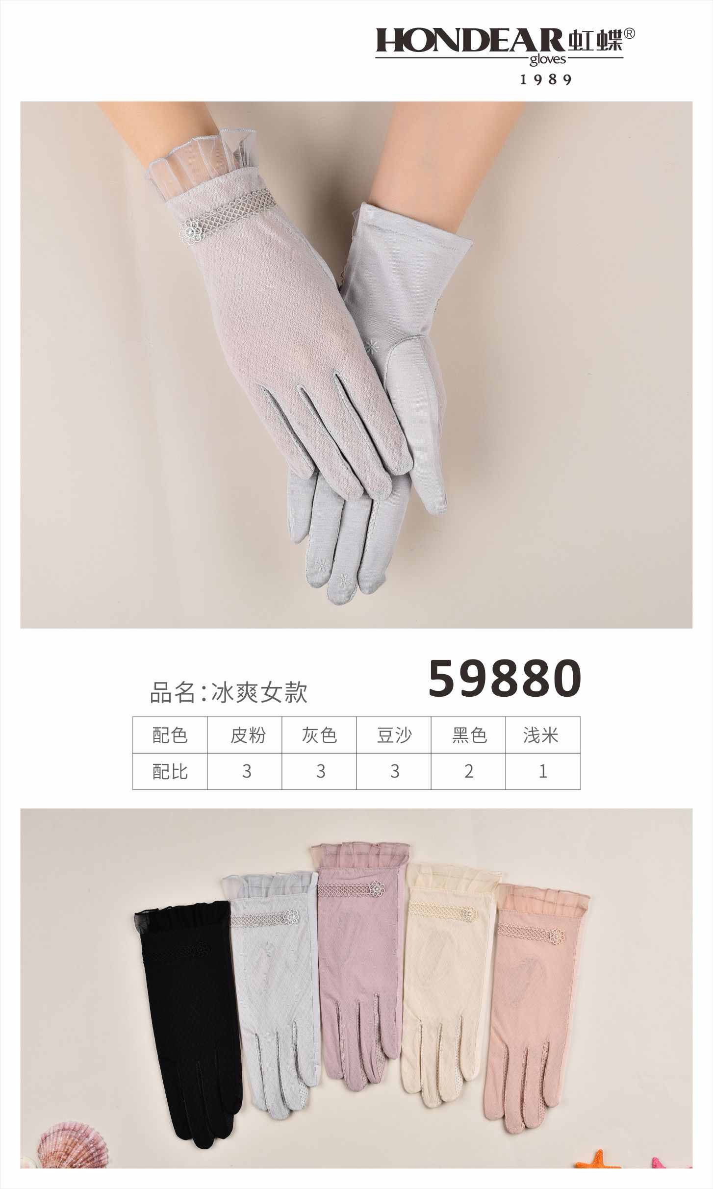 Sun protection and cooling gloves details Picture