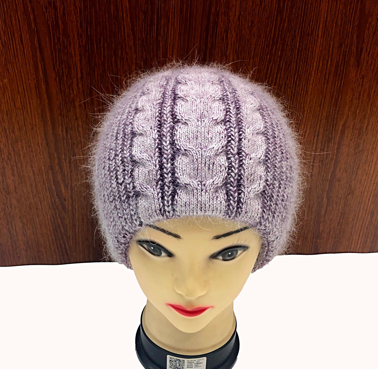 Angolan rabbit fur knitted jacquard pullover ski one-piece hat, unisex fashionable wool hat, winter warm hat for grandpa and grandma Item Picture