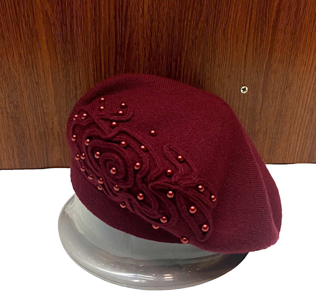 Cashmere knitted handmade pearl oyster hats, one-piece hats for men, grandmothers and grandfathers, wool hats, fashionable details Picture