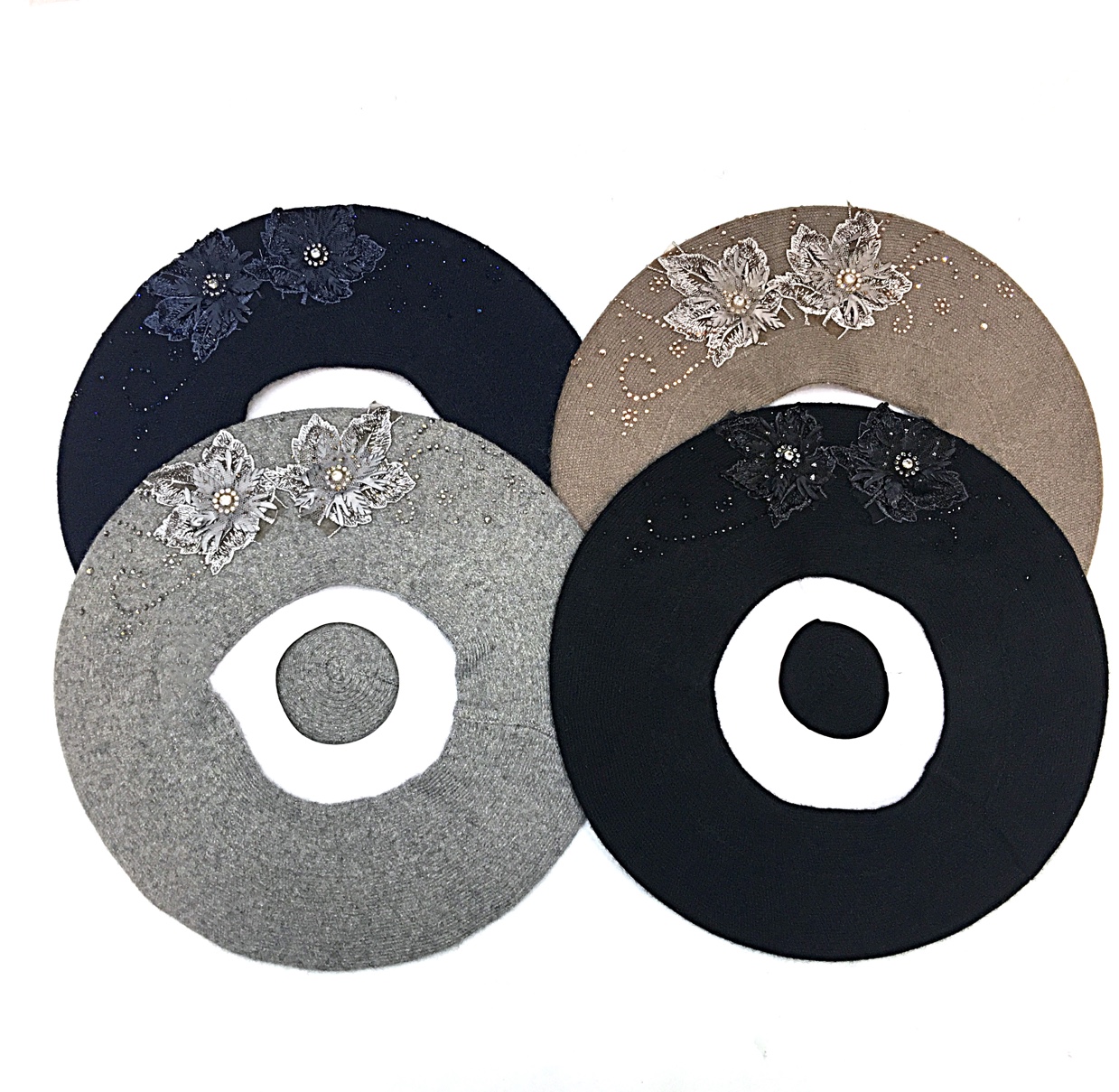 Two must-have handmade cashmere knitted berets for the New Year: fashionable and warm professional hats for women undefined