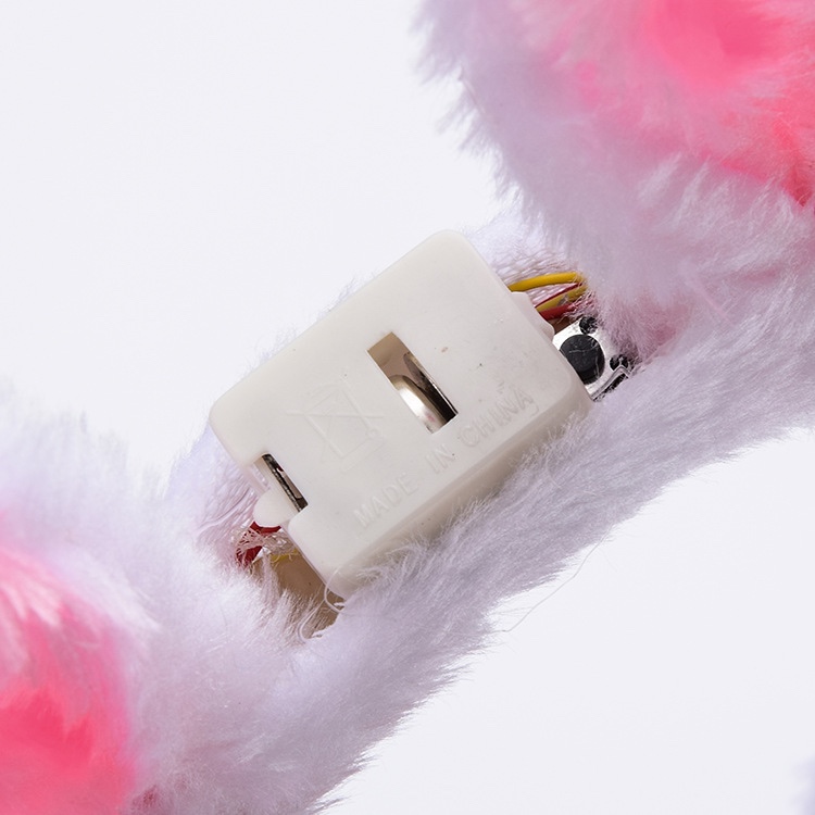 可爱发光毛绒兔耳带灯发箍细节图