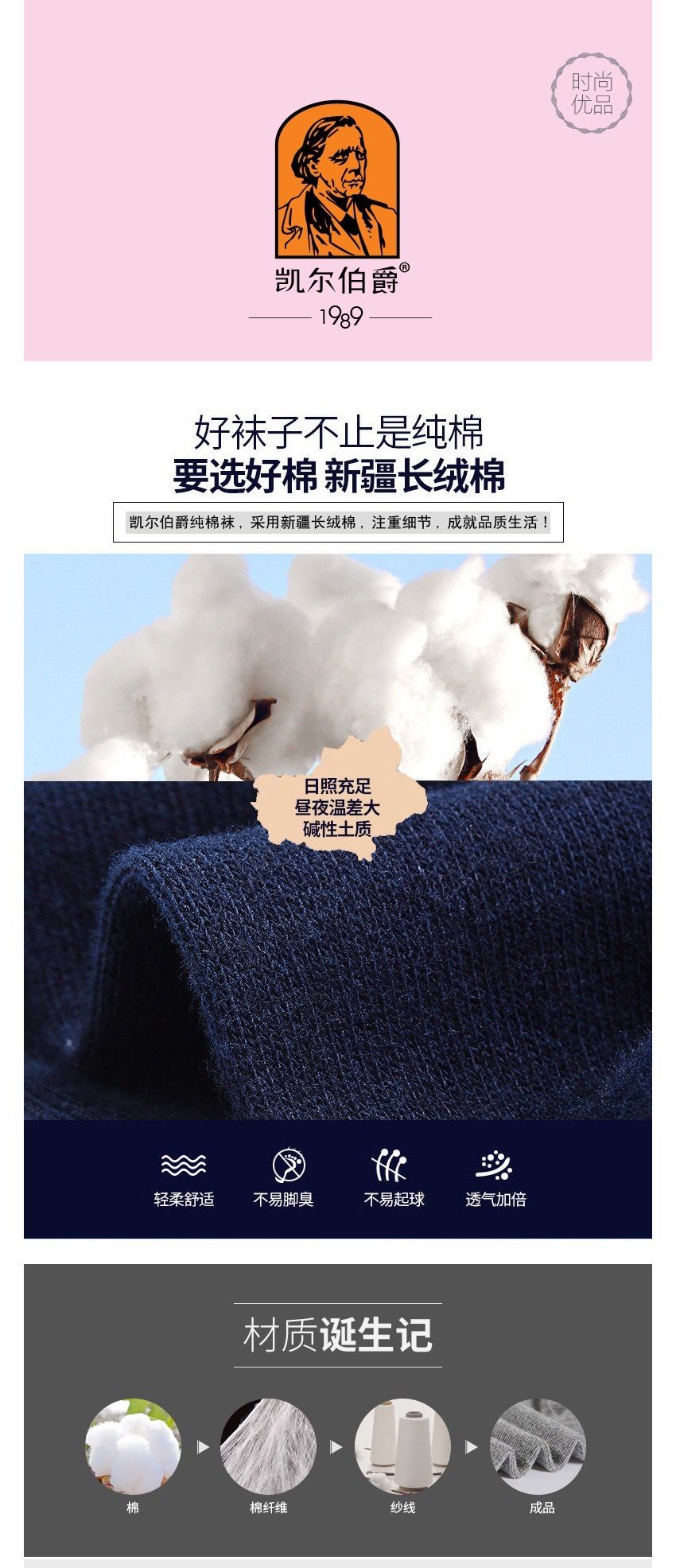 Count Kyle combed cotton mid-calf women's socks, individual packaging, elderly head women's sports and casual socks, thin style, embroidered, breathable detail image 1