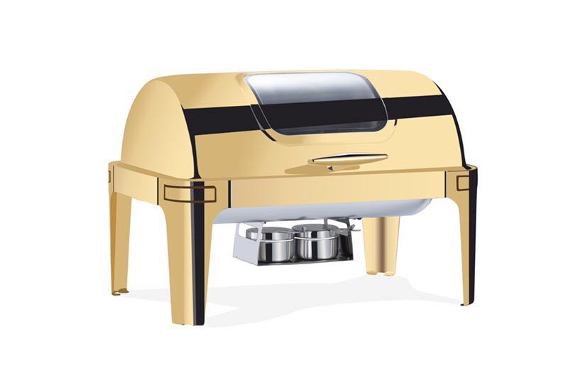 Gold plated rectangular visual stove thickened heating buffet stove Buffay stove buffet square pot hotel tableware hydraulic electric electric visual stove