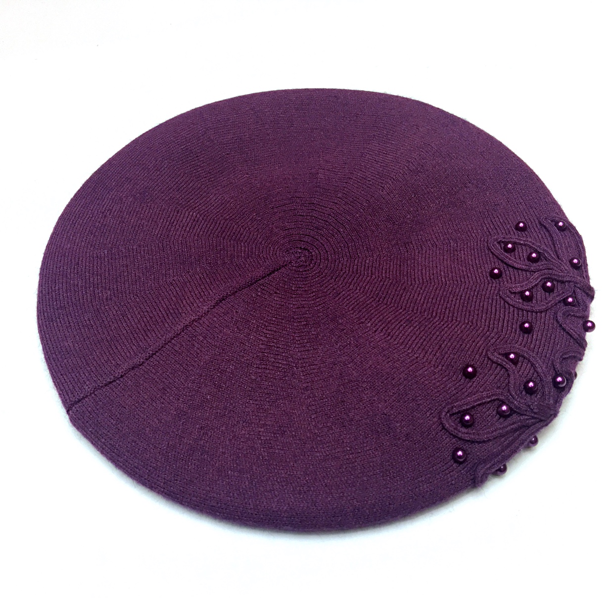 Sheepskin pearl handcrafted fashionable casual professional beret, New Year flat-brimmed hat, fisherman's hat, women's professional hat undefined