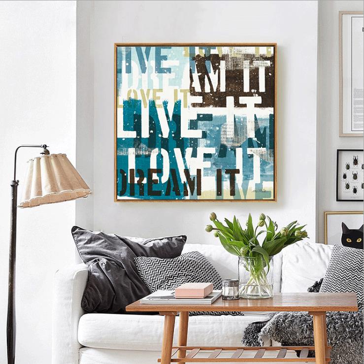 Shengshi American country English letter decorative paintings, living room and dining room modern framed paintings, bedroom sofa background wall paintings