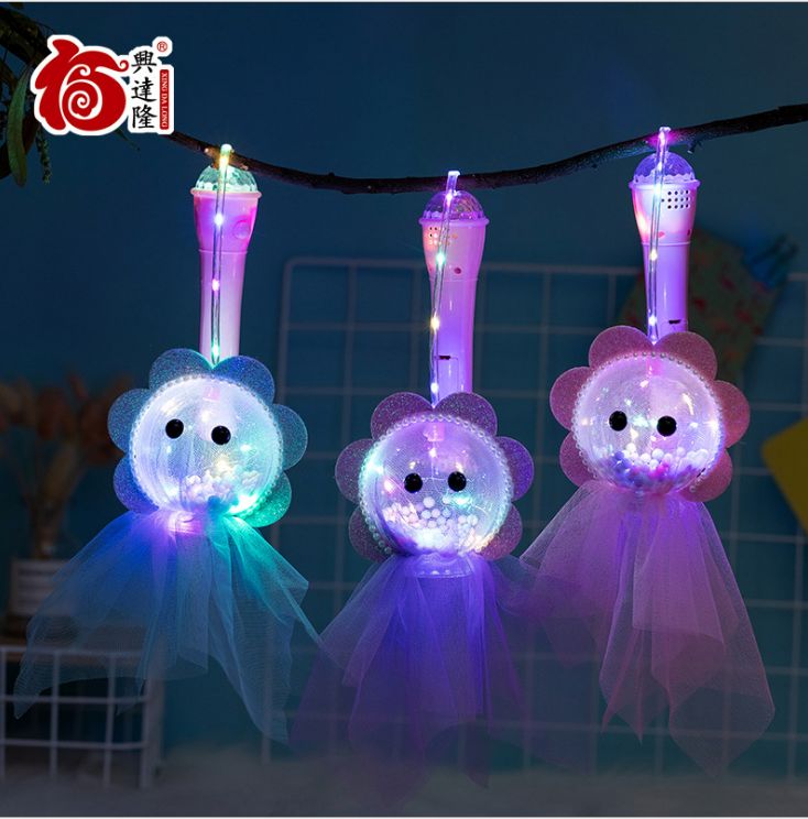 新款卡通儿童手提灯笼会唱歌中秋节发光玩具地摊灯笼波波球网纱详情图3