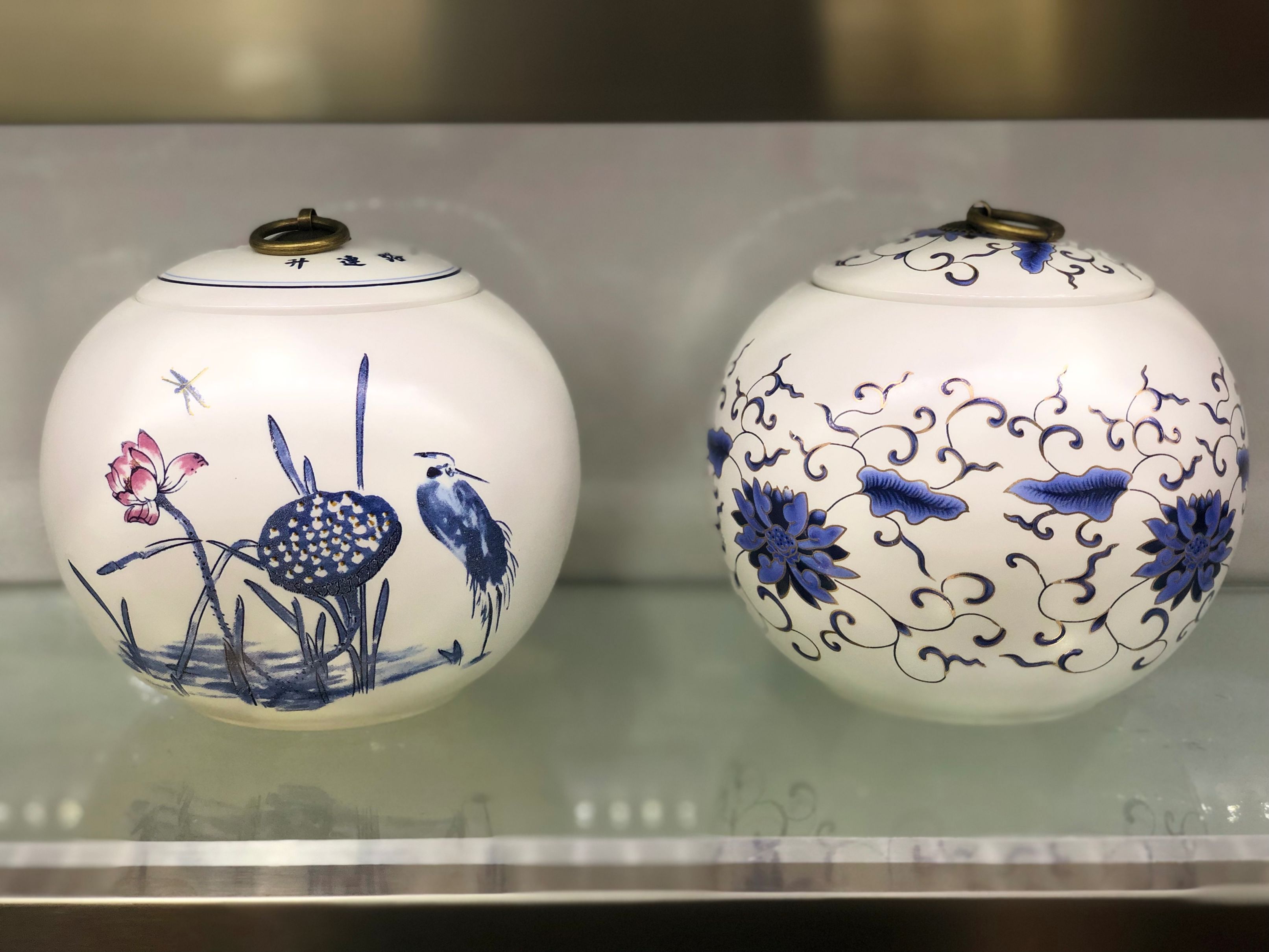 Kunkun Ceramics Dragonfly Playing in Water Ceramic Tea Canisters, 2 pieces, Household tea storage canisters, Large sealed canisters, high-end storage canisters, tea canisters, gift boxes, logo, simple and elegant for gifting, one piece for multiple uses, 054 detail image 2