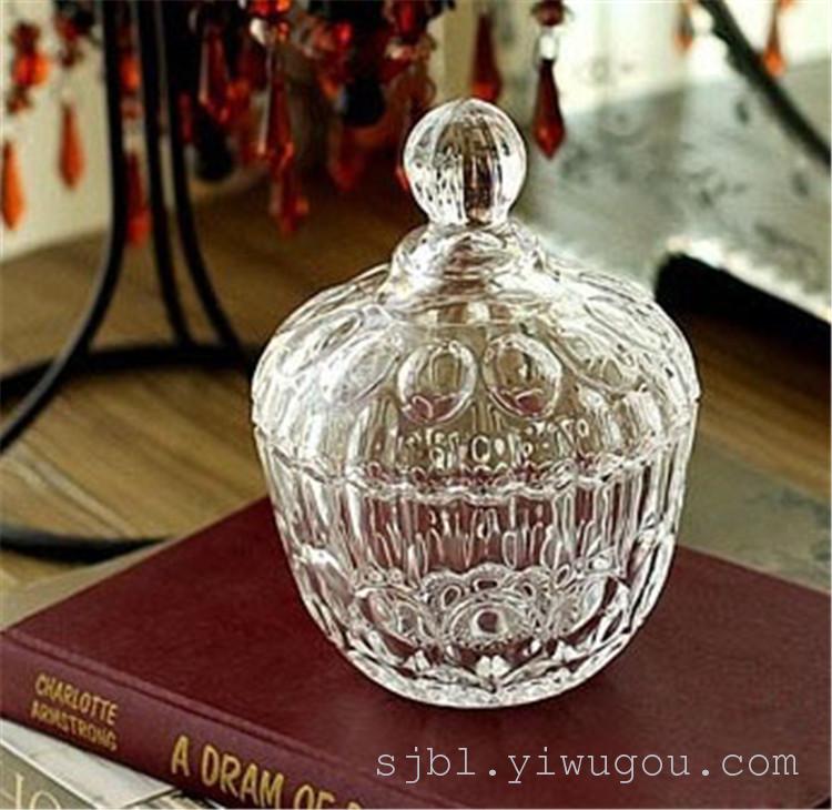 Manufacturers direct transparent crystal glass small storage jar European creative glass handicraft candy jar thumbnail