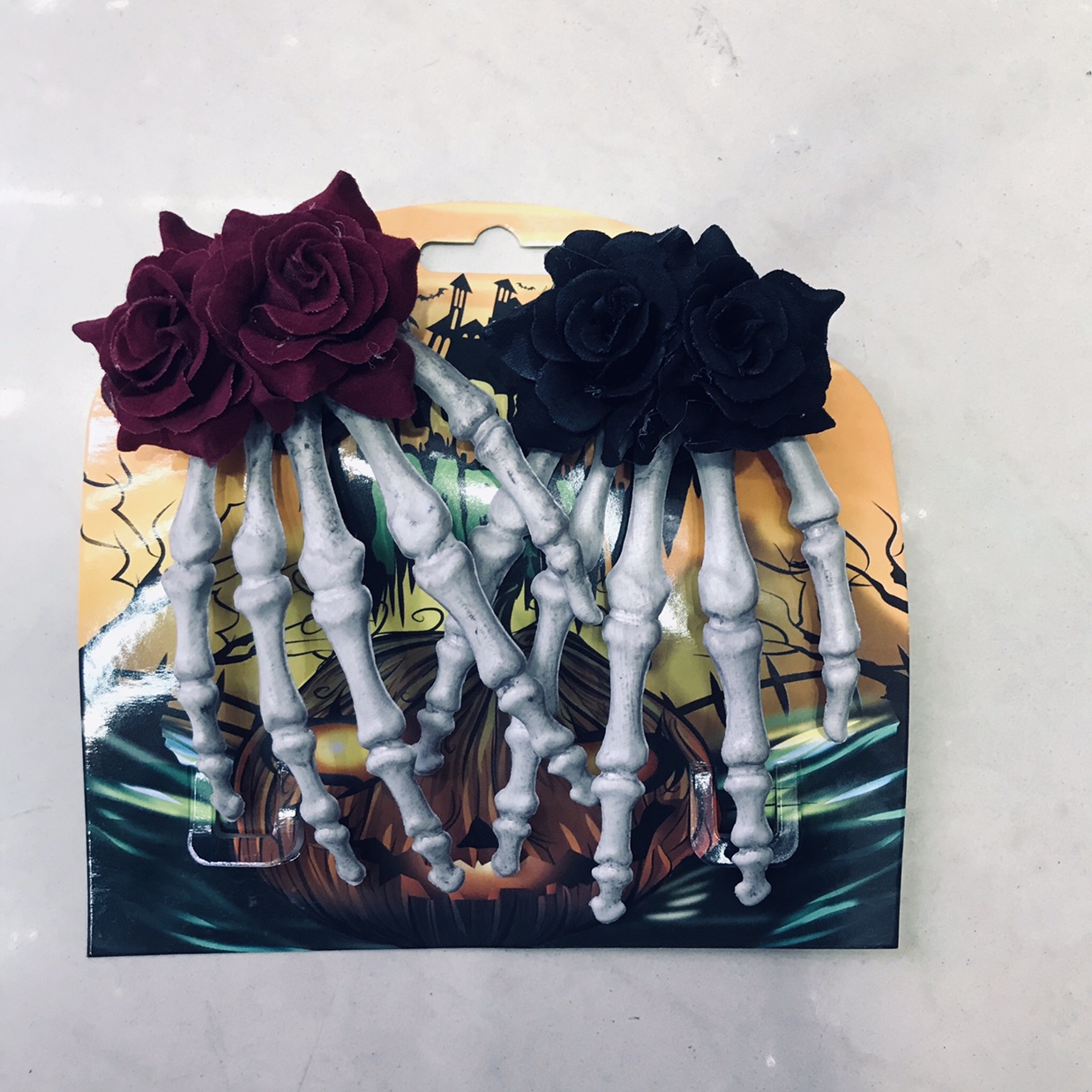 Wholesale of Ghost hand and flower hairpin headwear for Halloween Ghost Festival Ball details Picture